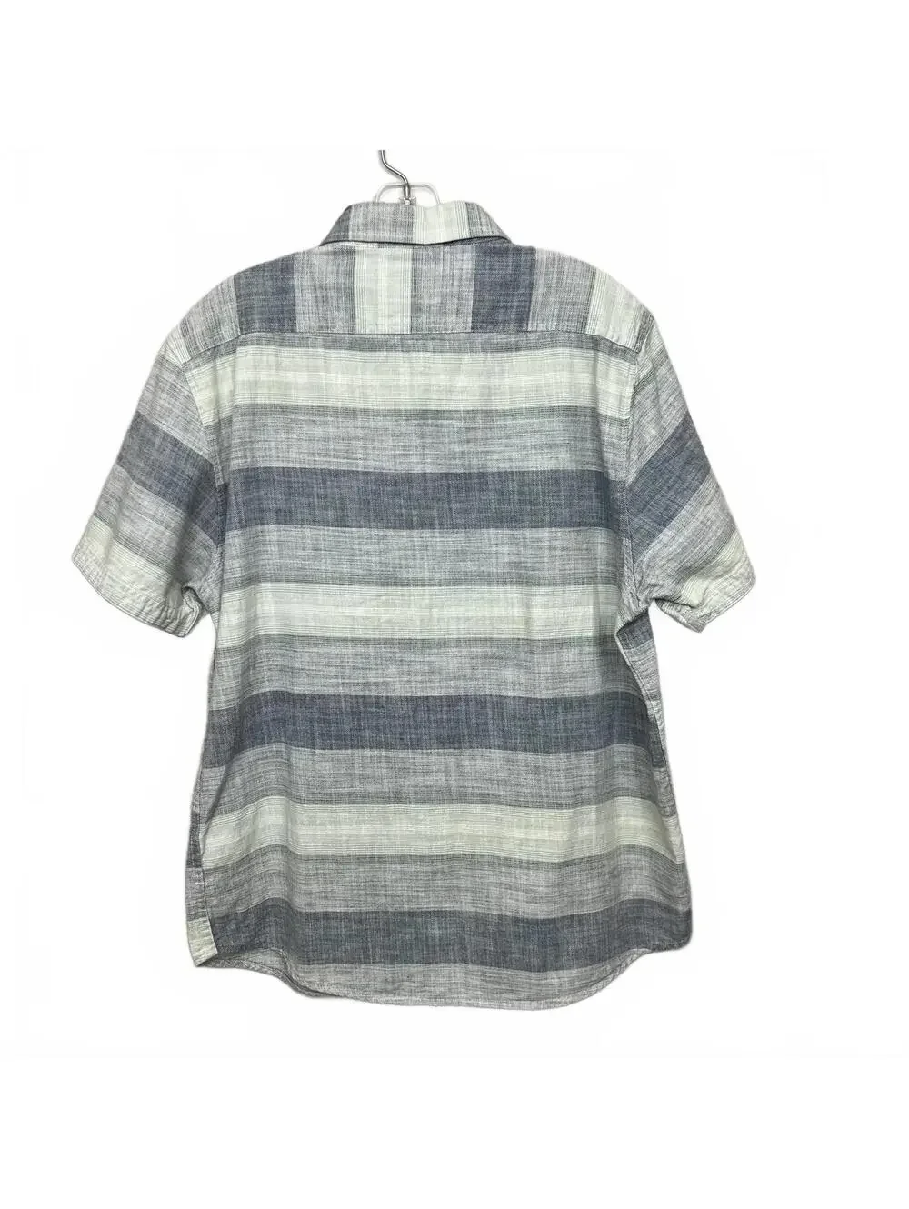 Flag & Anthem Short Sleeve Button Down Shirt mens Large Gray Blue Striped Cotton - Picture 8 of 8